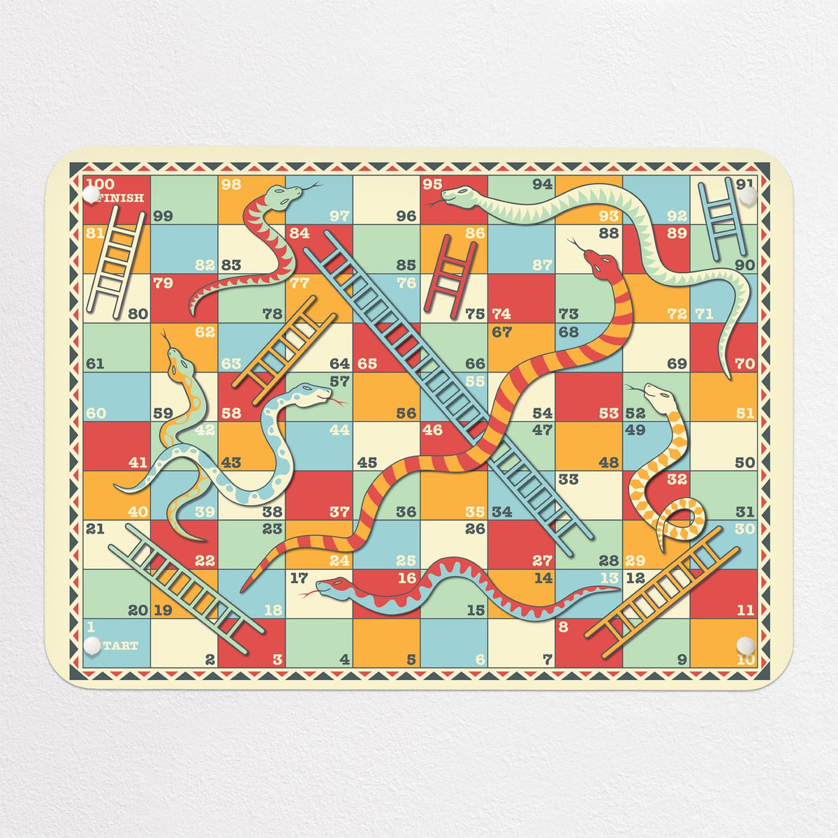 Snakes And Ladders magnetic notice board in Snakes and Ladders, small size, 55 × 40 cm