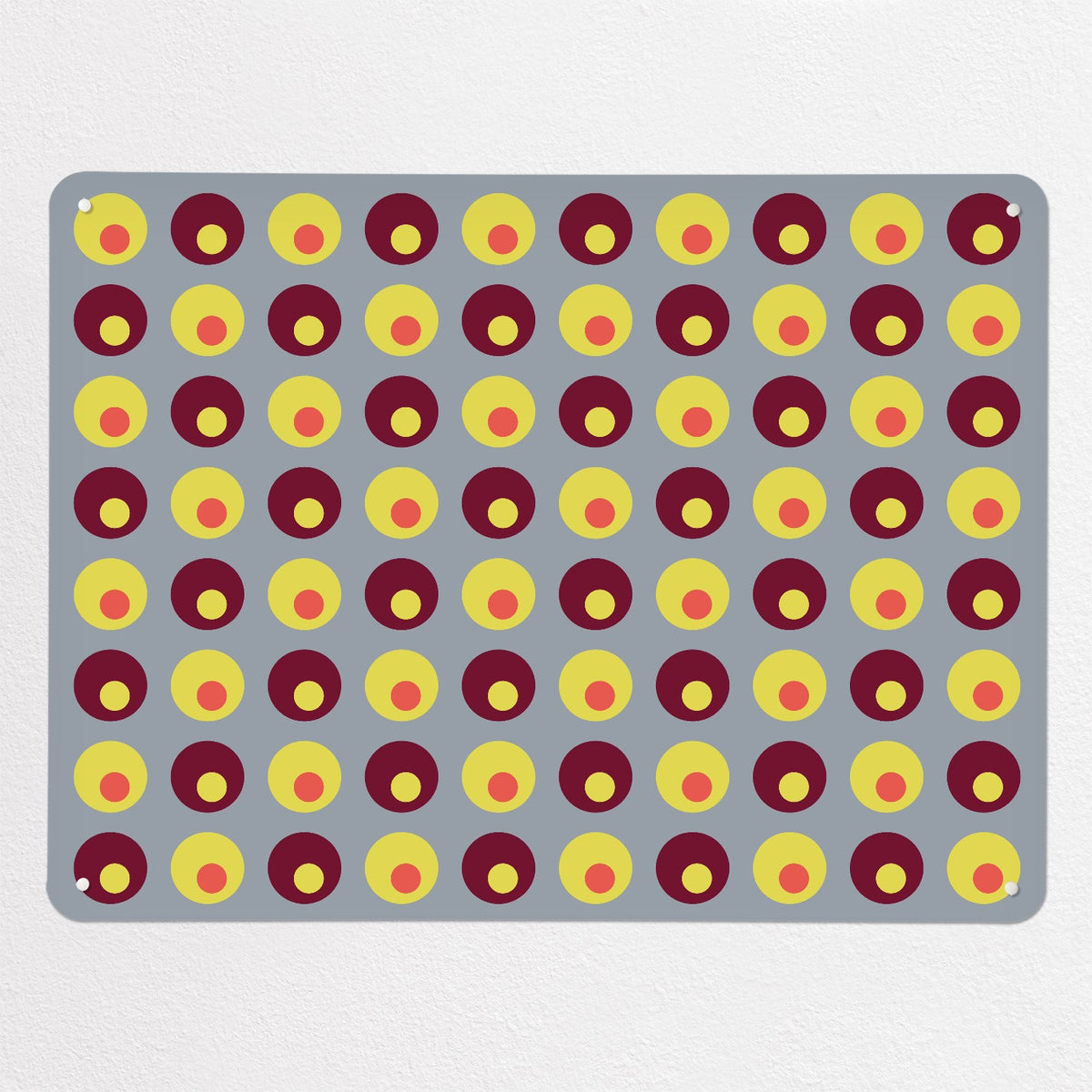 Spots magnetic notice board in Spots on Grey, large size, 100 × 75 cm