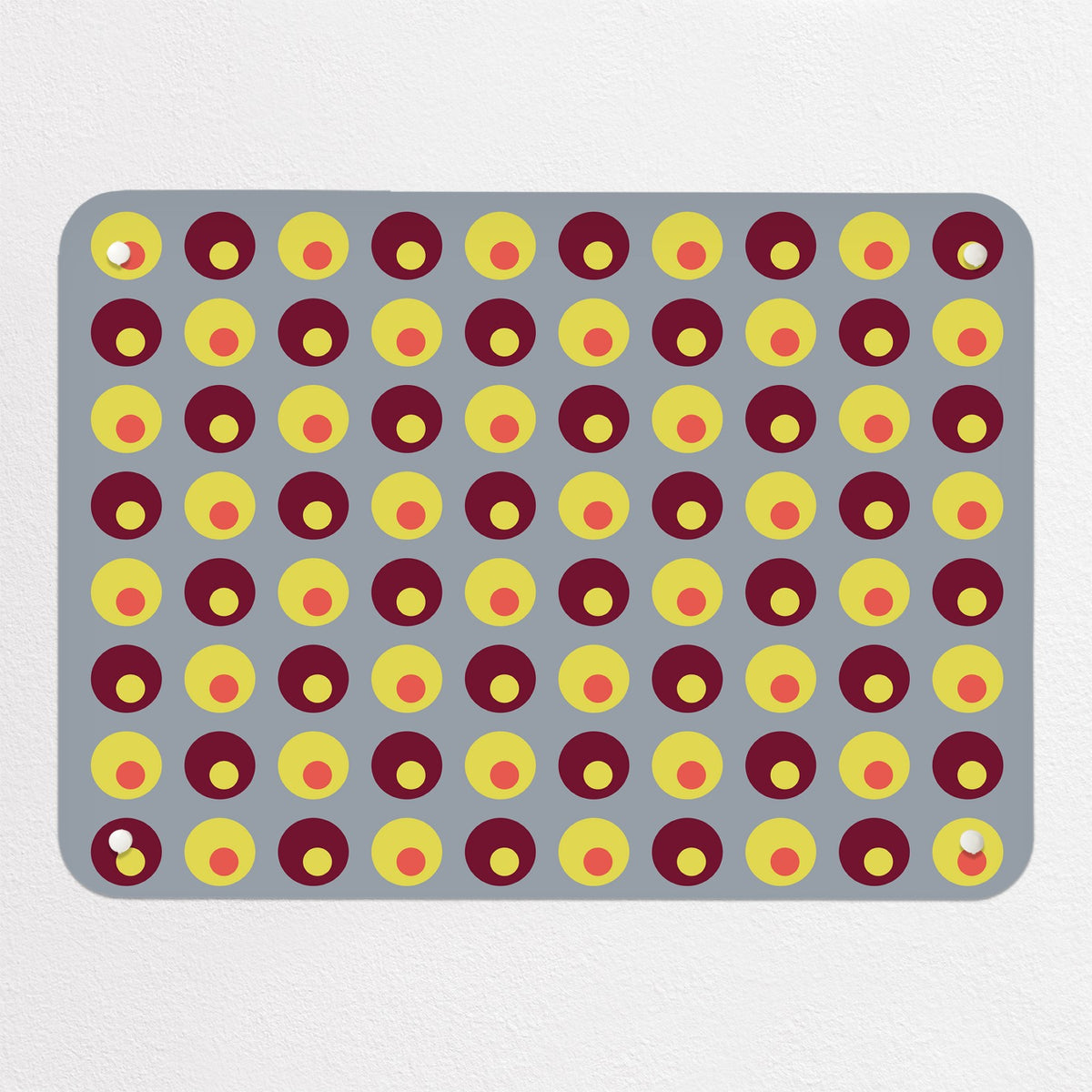 Spots magnetic notice board in Spots on Grey, small size, 55 × 40 cm