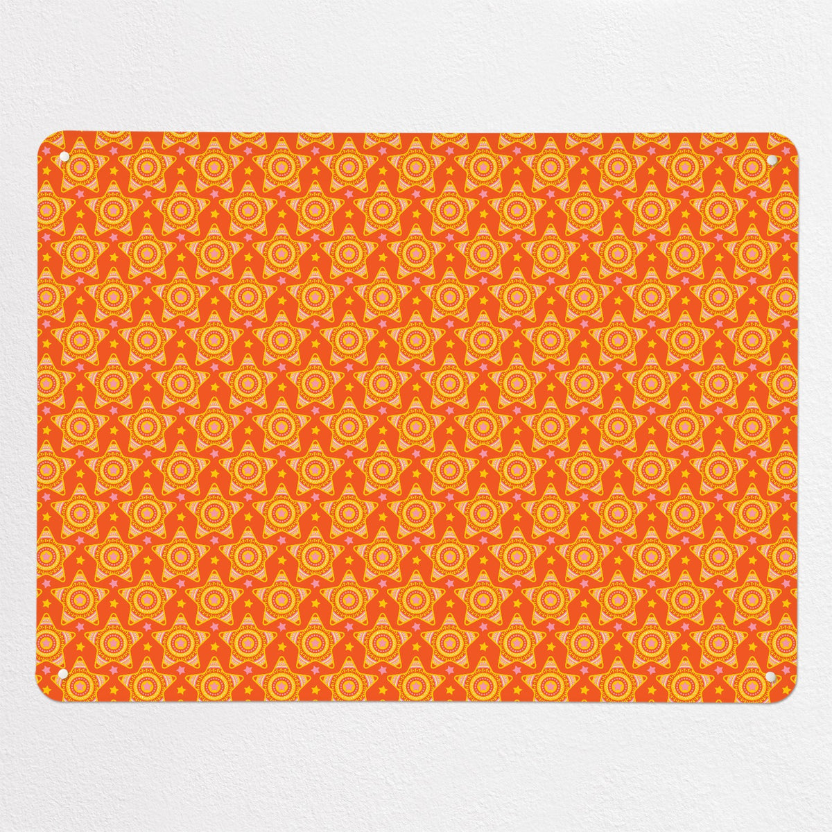 Stars magnetic notice board in orange, large size, 100 × 75 cm
