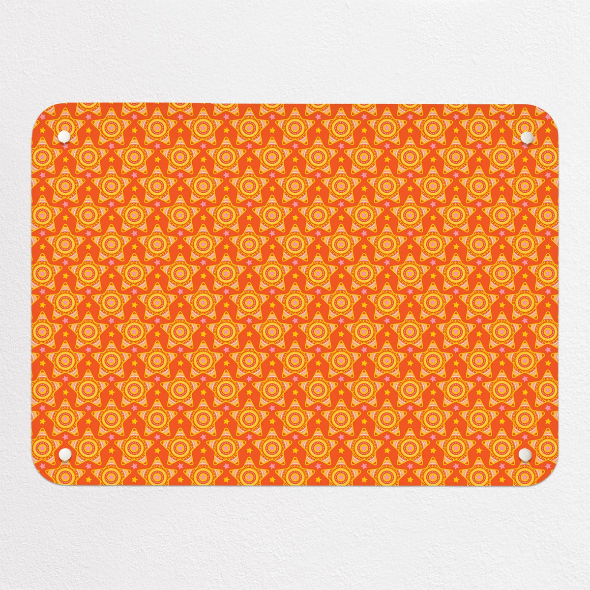 Stars magnetic notice board in orange, small size, 55 × 40 cm