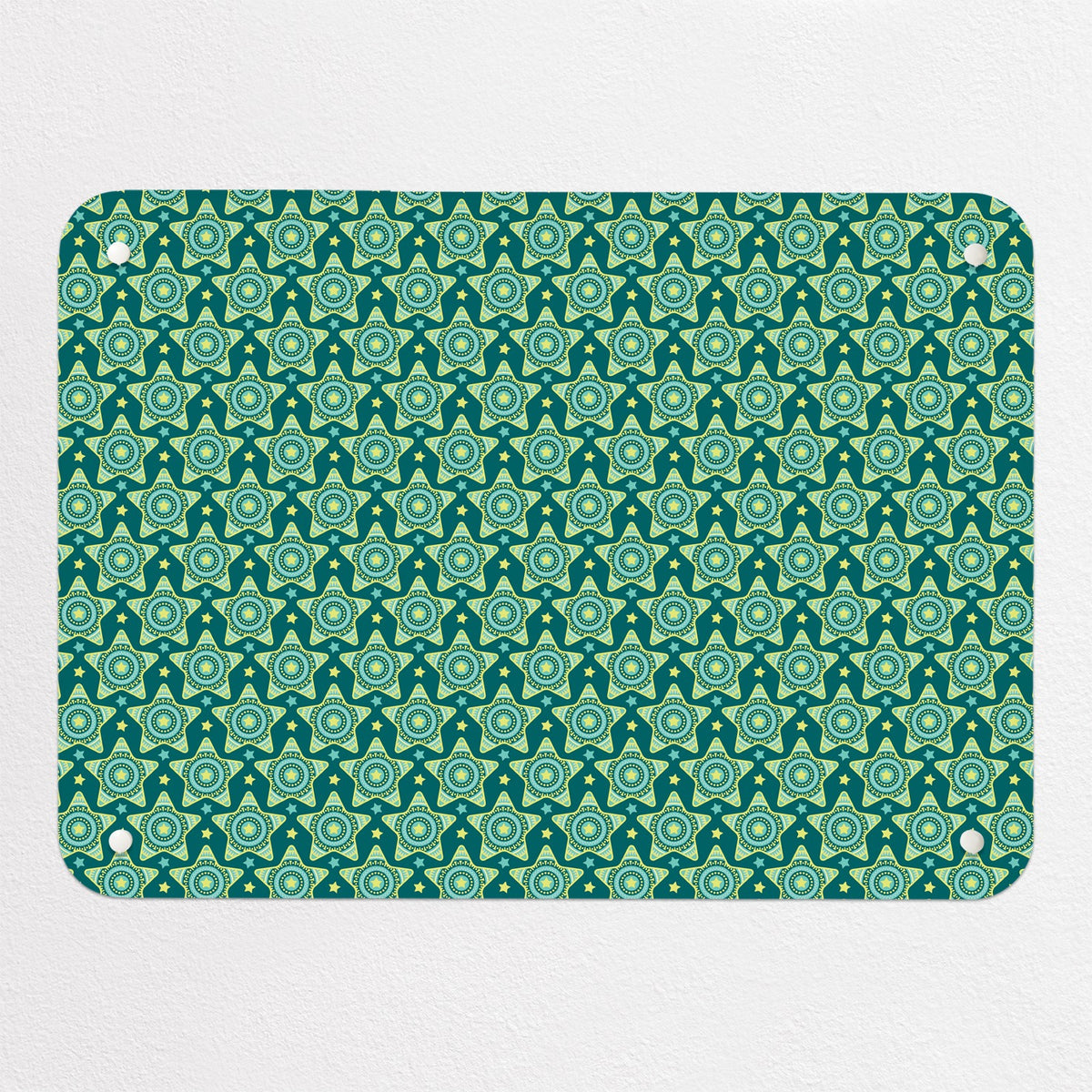 Stars magnetic notice board in teal, small size, 55 × 40 cm