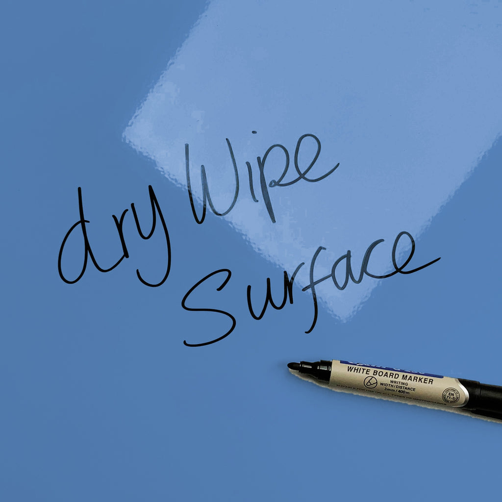 The words dry wipe surface written in marker pen on the Sunflower Sunflower magnetic notice board