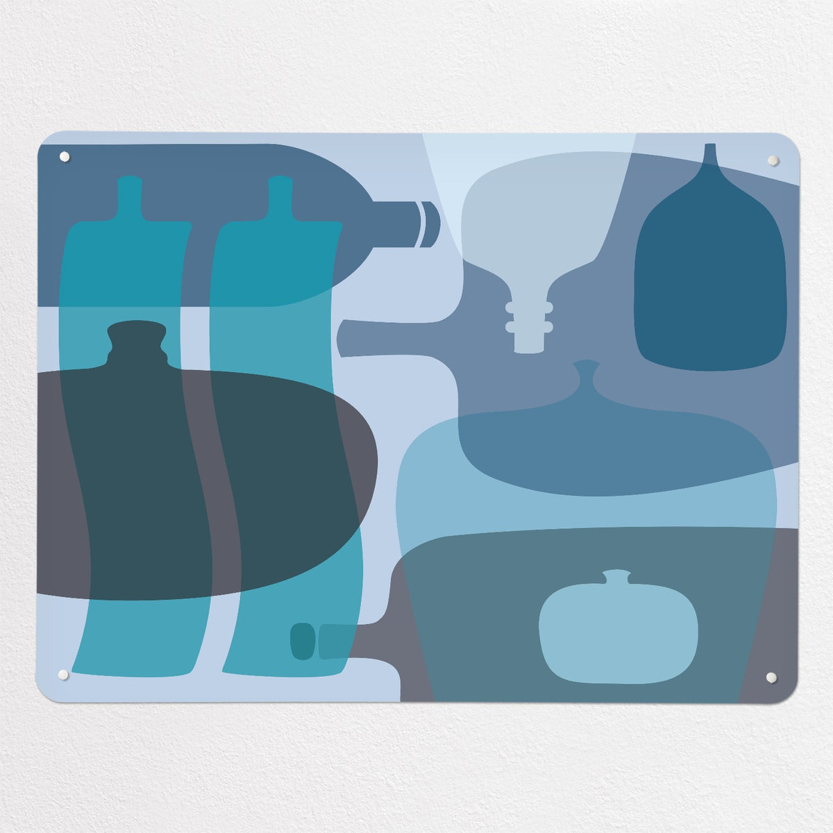 Ten Bottles magnetic notice board in Blue, large size, 100 × 75 cm