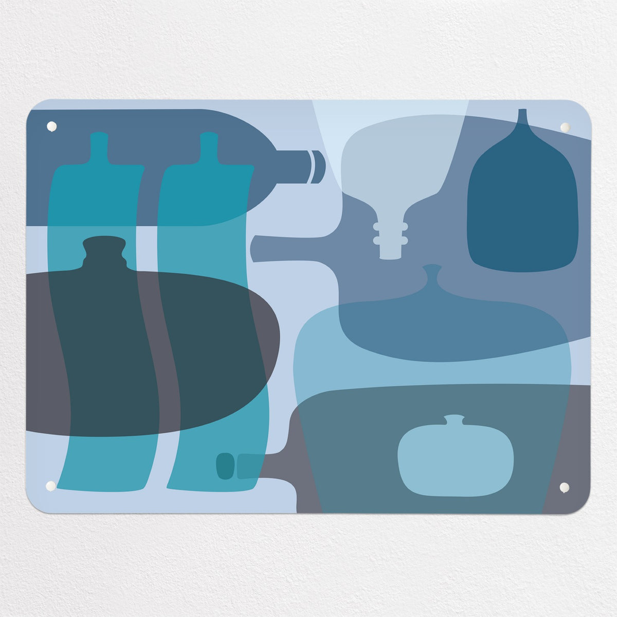 Ten Bottles magnetic notice board in Blue, medium size, 75 × 55 cm