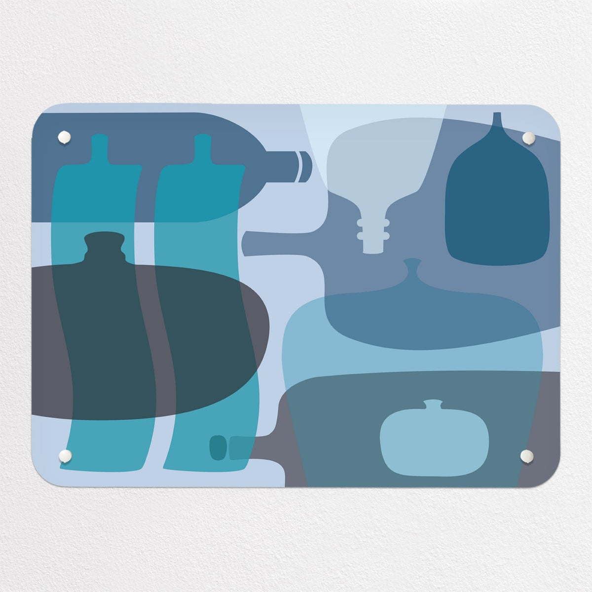 Ten Bottles magnetic notice board in Blue, small size, 55 × 40 cm