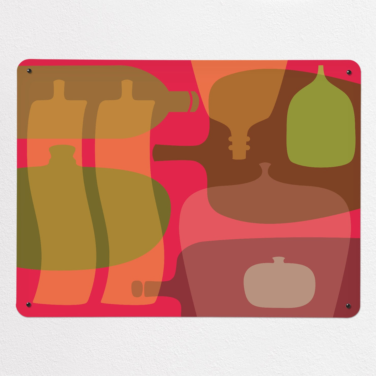Ten Bottles magnetic notice board in Coloured, large size, 100 × 75 cm