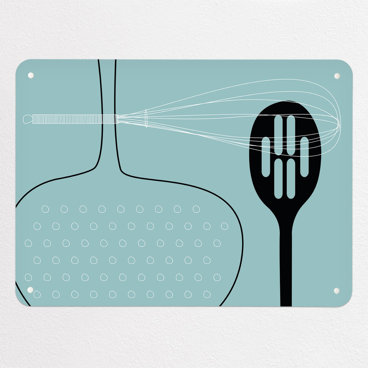 Utensils magnetic notice board in blue, medium size, 75 × 55 cm