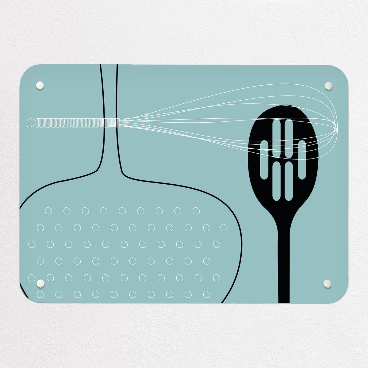 Utensils magnetic notice board in blue, small size, 55 × 40 cm