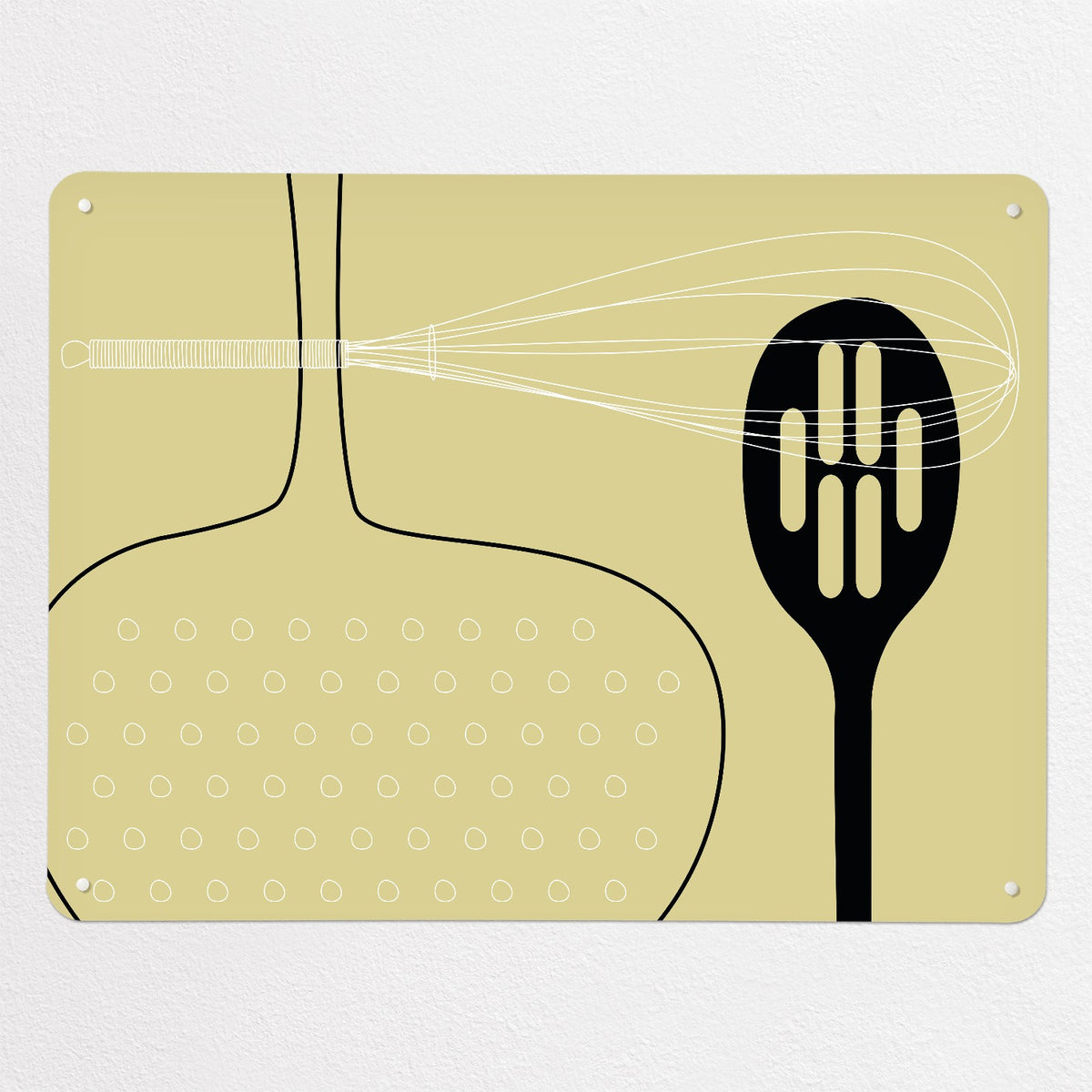 Utensils magnetic notice board in light olive, large size, 100 × 75 cm