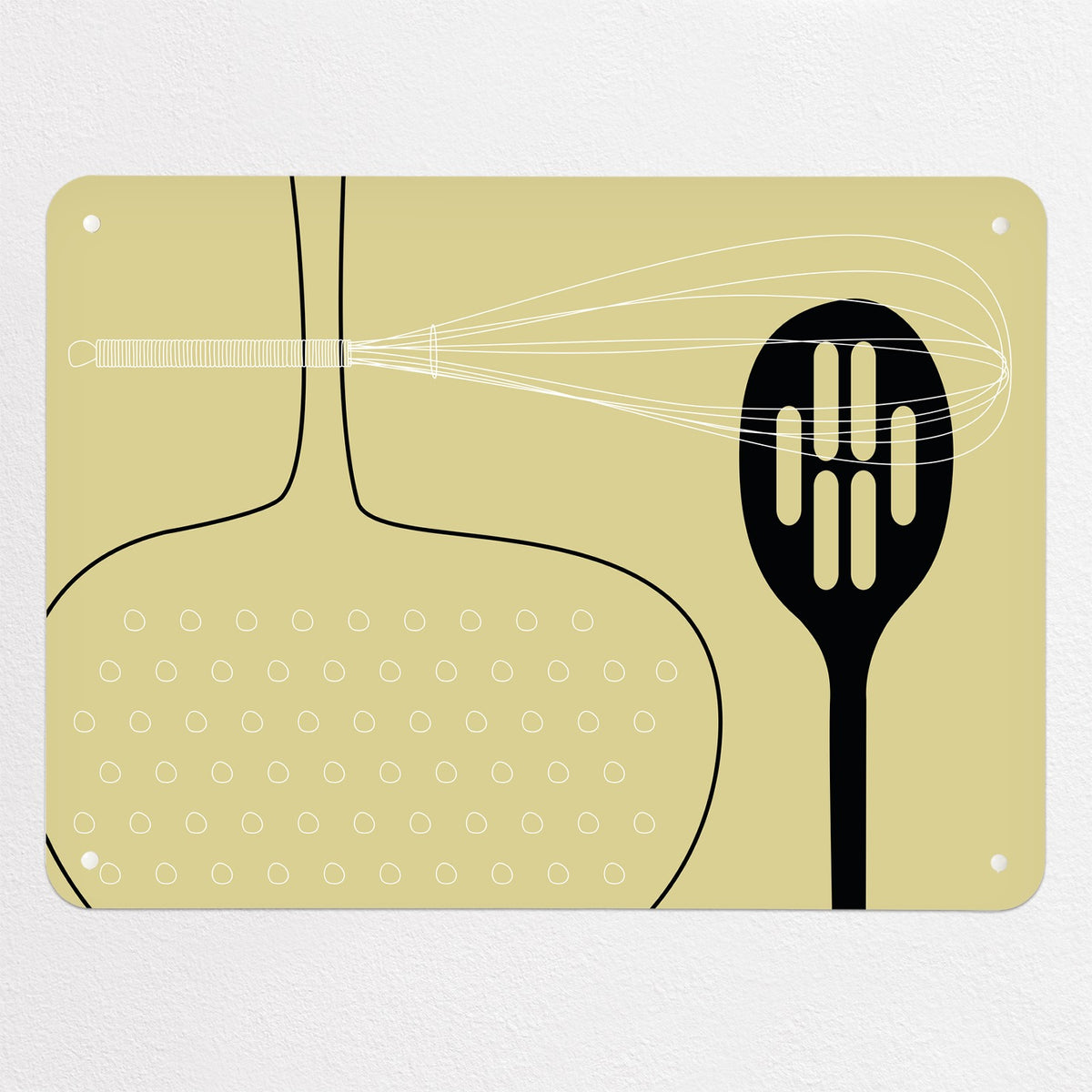 Utensils magnetic notice board in light olive, medium size, 75 × 55 cm
