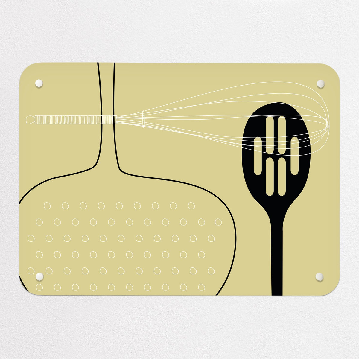 Utensils magnetic notice board in light olive, small size, 55 × 40 cm