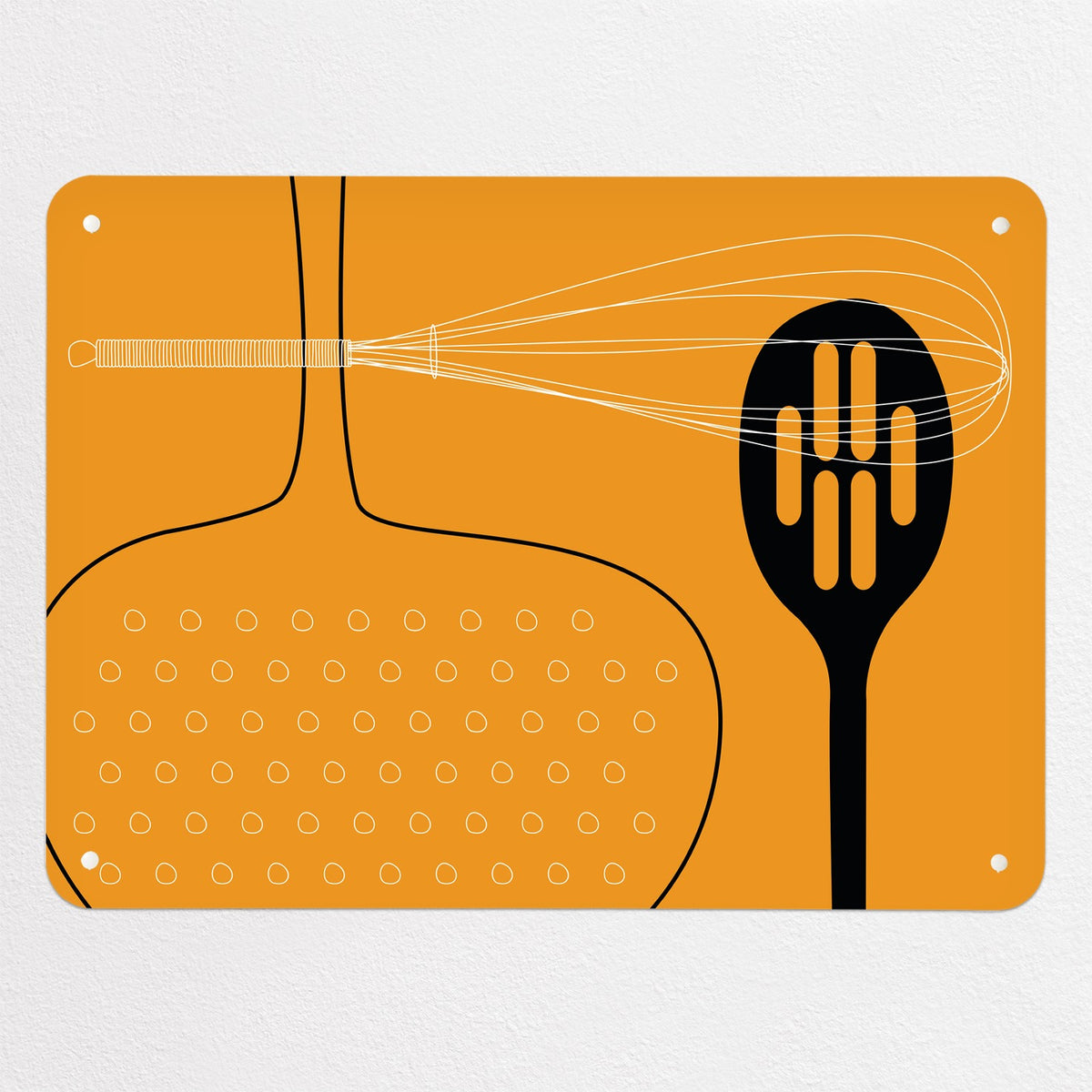 Utensils magnetic notice board in orange, medium size, 75 × 55 cm