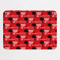 Utensils Repeat Pattern magnetic notice board in Red, small size, 55 × 40 cm