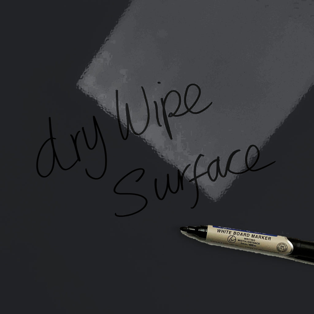 The words dry wipe surface written in marker pen on the Waterfall magnetic notice board