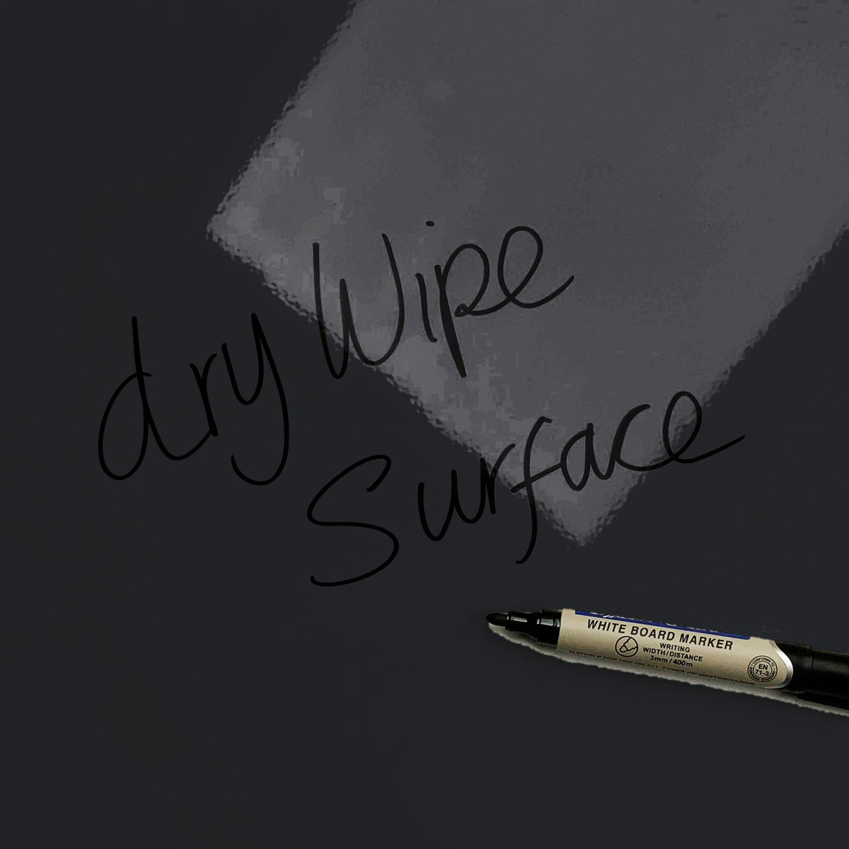 The words dry wipe surface written in marker pen on the Waterfall magnetic notice board