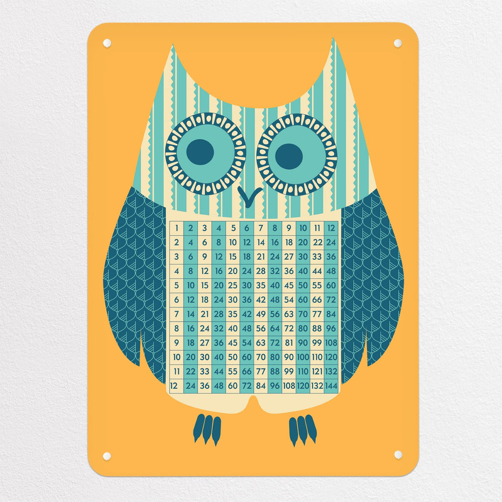 Wise Owl Times Tables magnetic notice board in 'Wise Owl - Times Tables', medium size, 55 × 75 cm