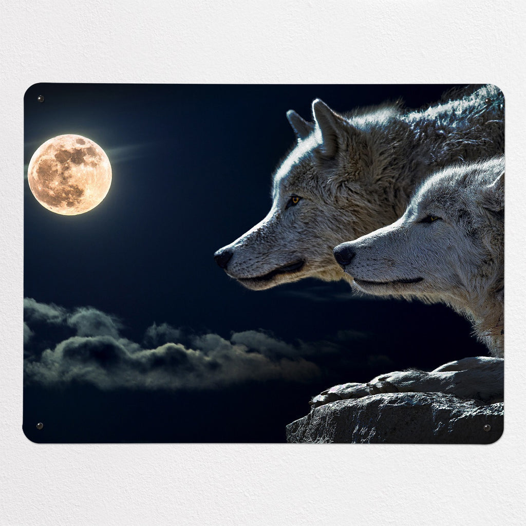 Wolves Under The Moon magnetic notice board, large size, 100 × 75 cm