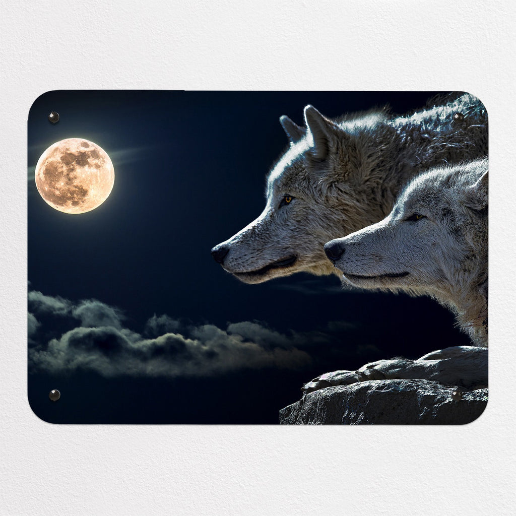 Wolves Under The Moon magnetic notice board, small size, 55 × 40 cm