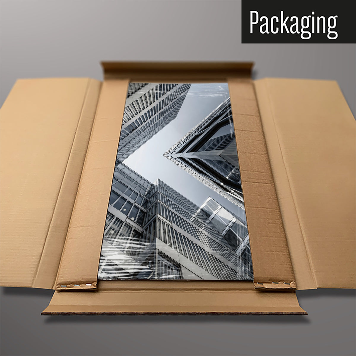 The Zurich Skyscrapers magnetic notice board packed flat in its cardboard box
