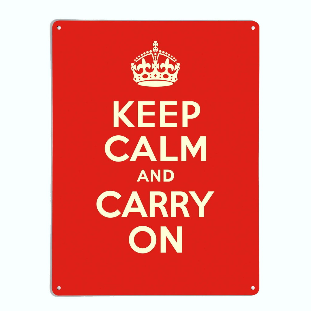 A large magnetic notice board by Beyond the Fridge with an image of a red vintage keep calm and carry on poster