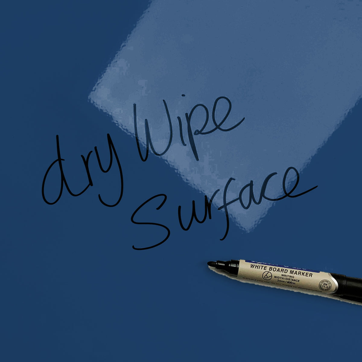The words dry wipe surface written in marker pen on the Cloud Heart Cloud Heart magnetic notice board