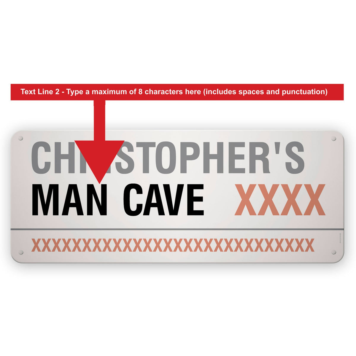 How to personalise the 100 cm London street sign: the second line holds up to 8 characters
