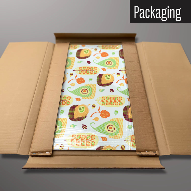An exotic fruit design magnetic board in it’s cardboard packaging