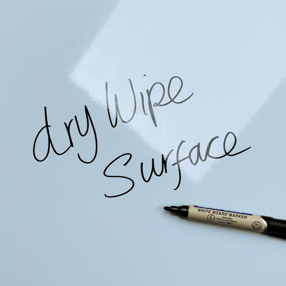 The words dry wipe surface written in marker pen on the Jelly Beans Jelly Beans magnetic notice board