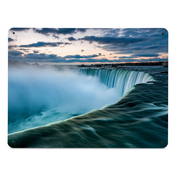 A large magnetic notice board by Beyond the Fridge with a photograph of the Niagara Falls