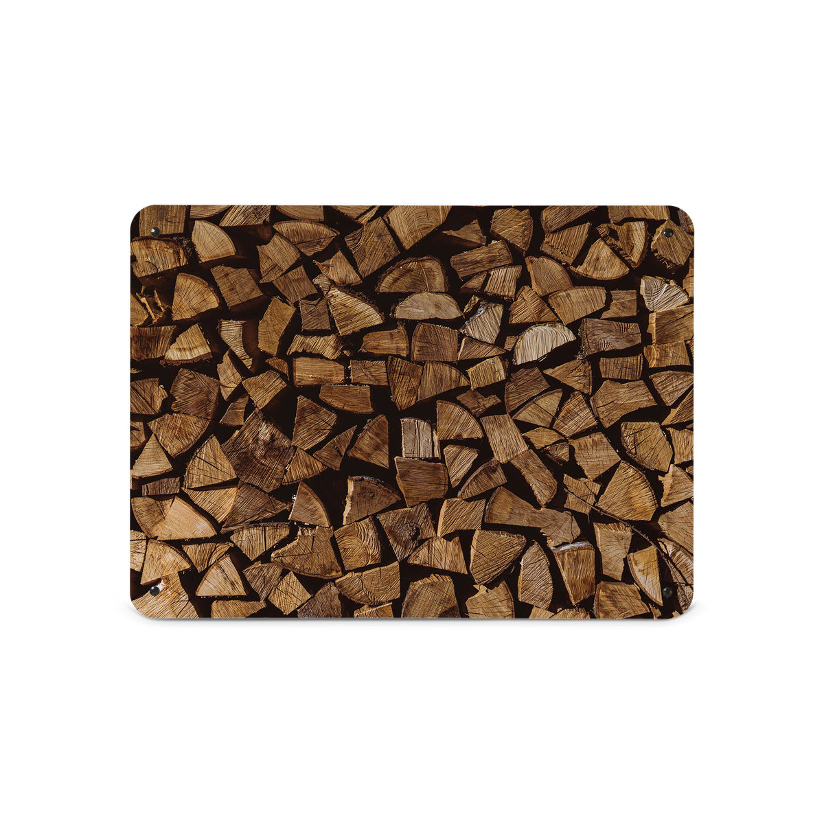 A medium magnetic notice board by Beyond the Fridge with a photograph of a pile of logs