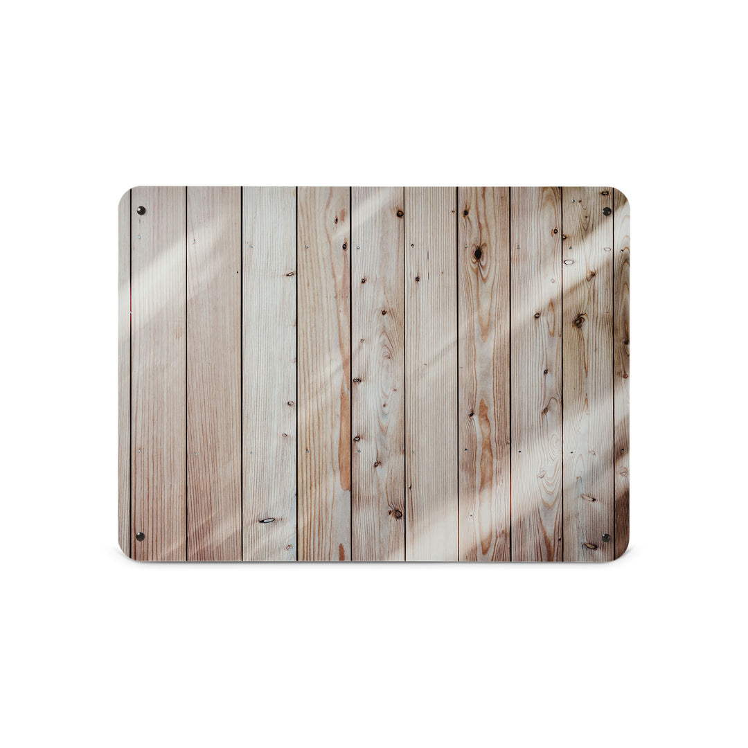 A medium magnetic notice board by Beyond the Fridge with a photograph of planks of light coloured wood cladding