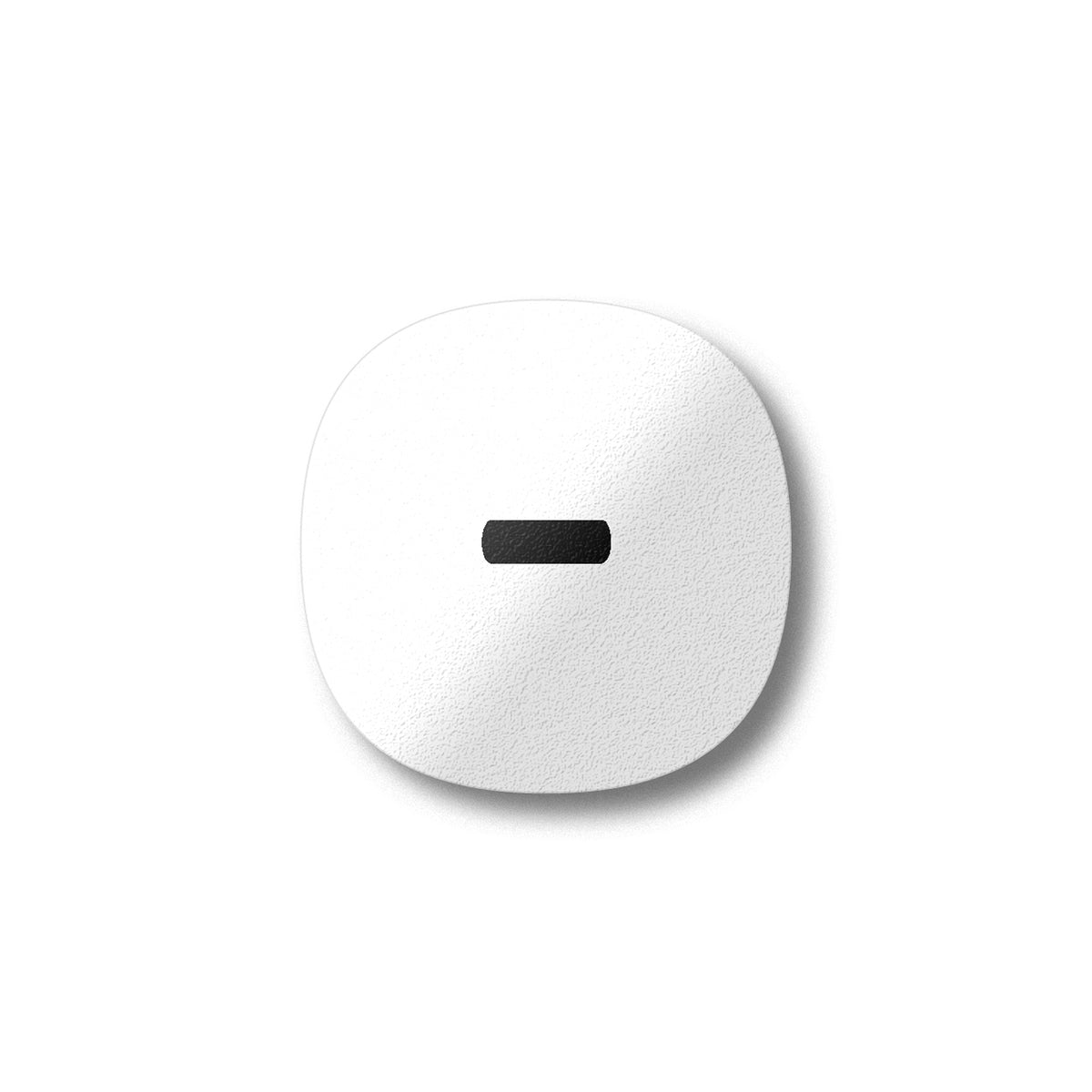 A minus sign fridge magnet: white, with a black symbol