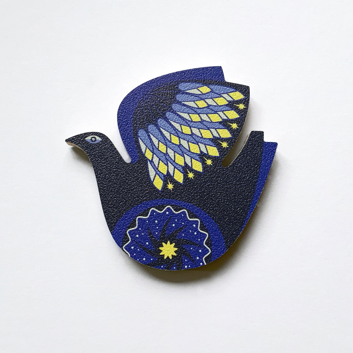 A retro night bird design plywood fridge magnet by Beyond the Fridge