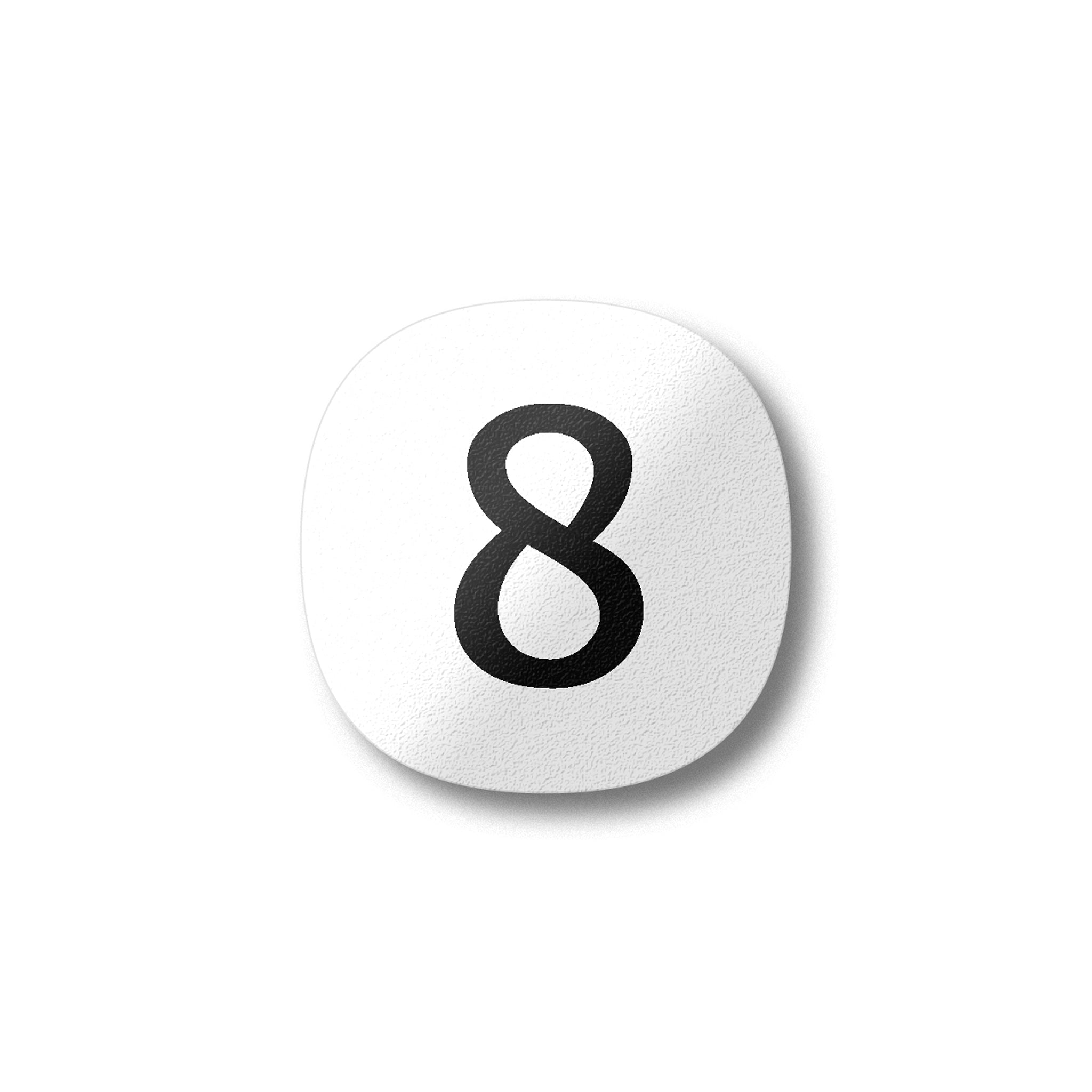 A black number eight on a white background design plywood fridge magnet by Beyond the Fridge