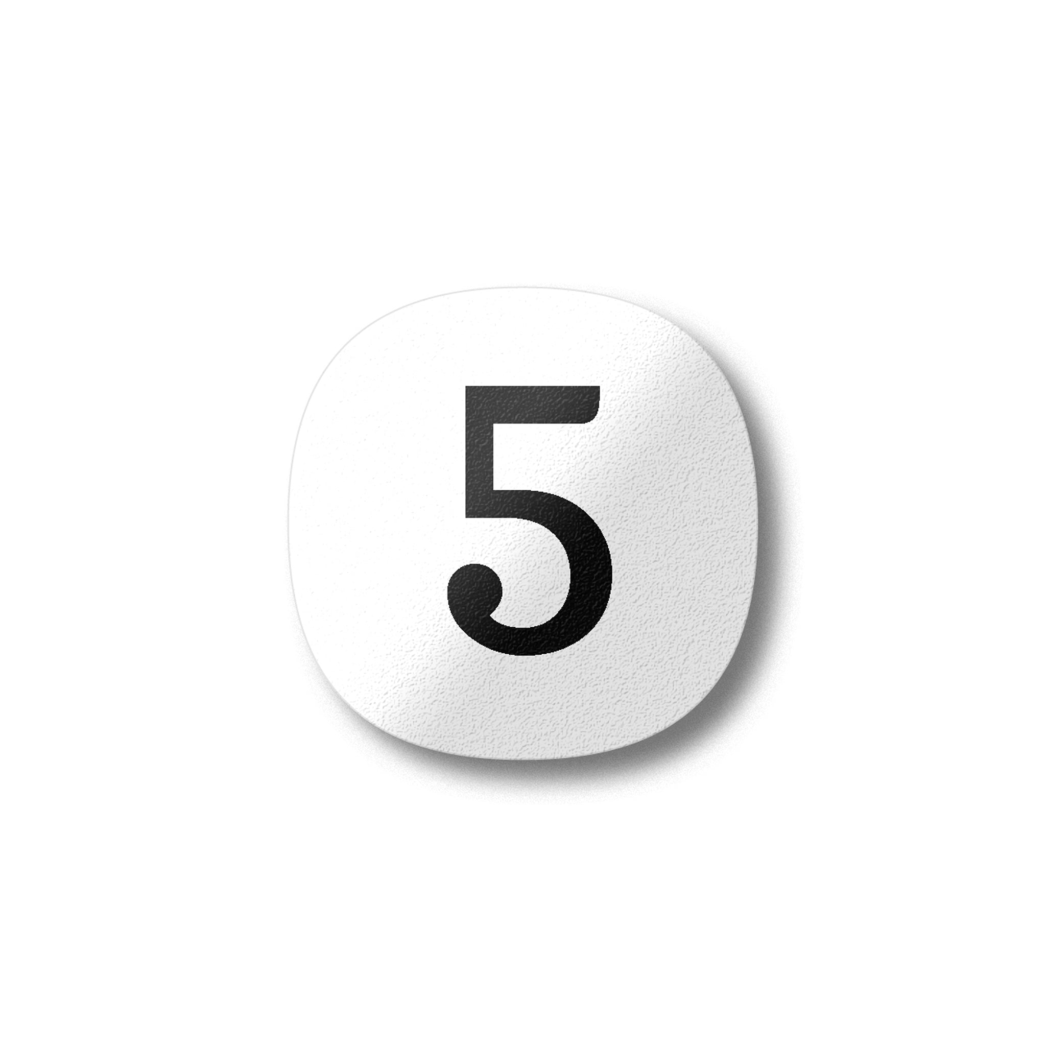 A black number five on a white background design plywood fridge magnet by Beyond the Fridge