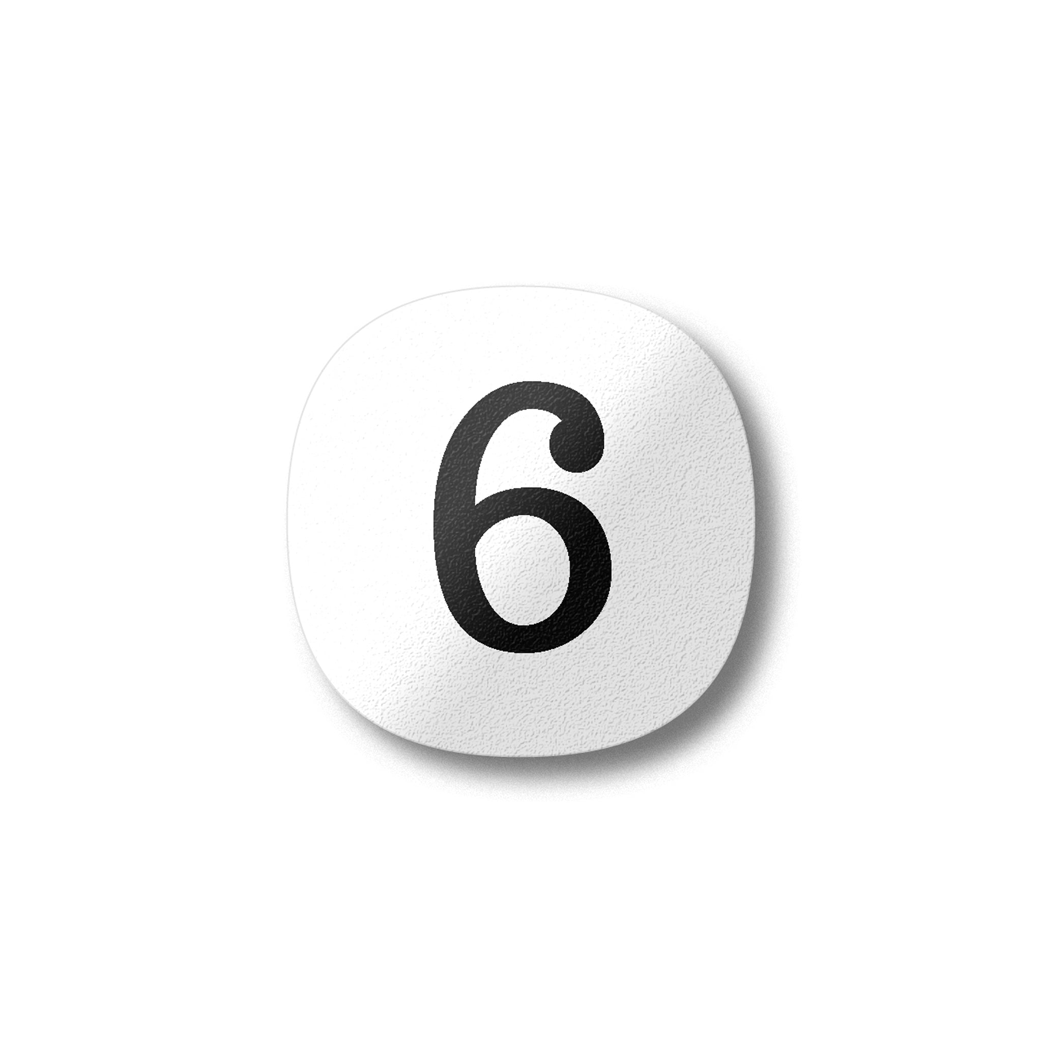 A black number six on a white background design plywood fridge magnet by Beyond the Fridge