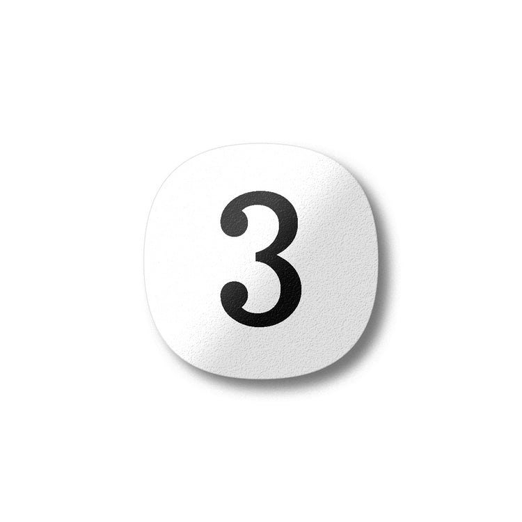 A black number three on a white background design plywood fridge magnet by Beyond the Fridge