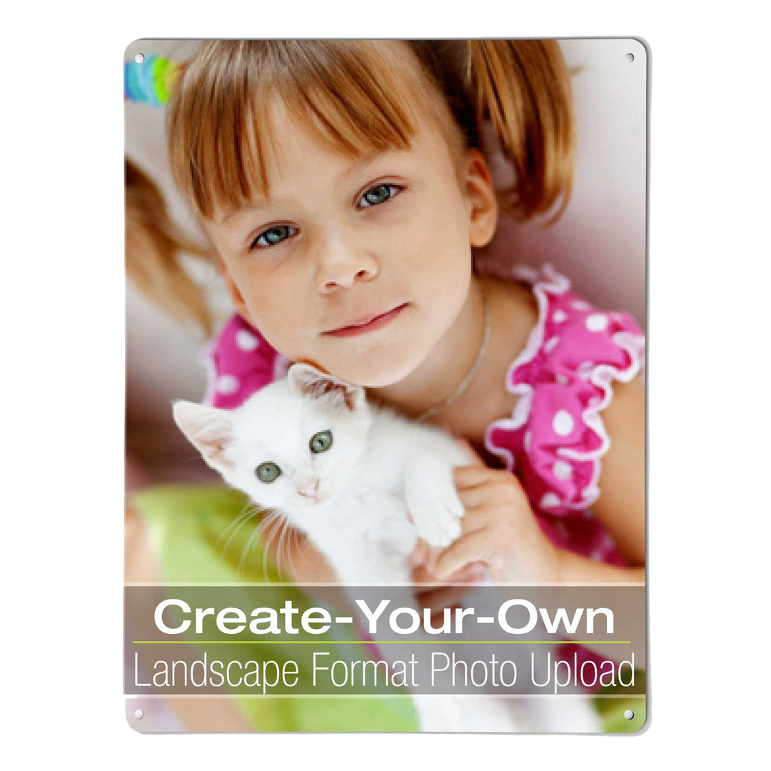 A large create your own personalised magnetic notice board by Beyond the Fridge with a photograph of a little girl and a kitten