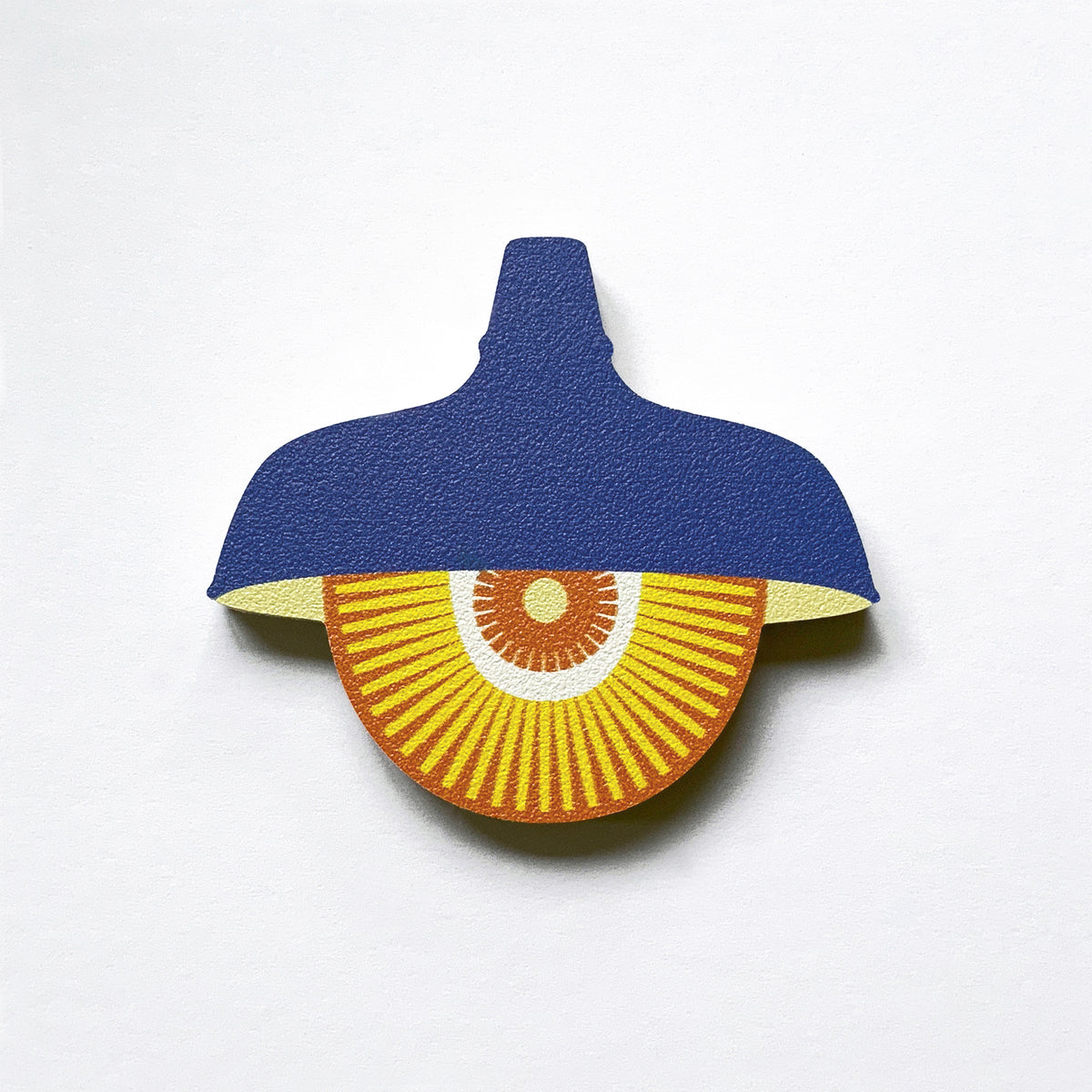 A blue retro pendant light plywood fridge magnet by Beyond the Fridge