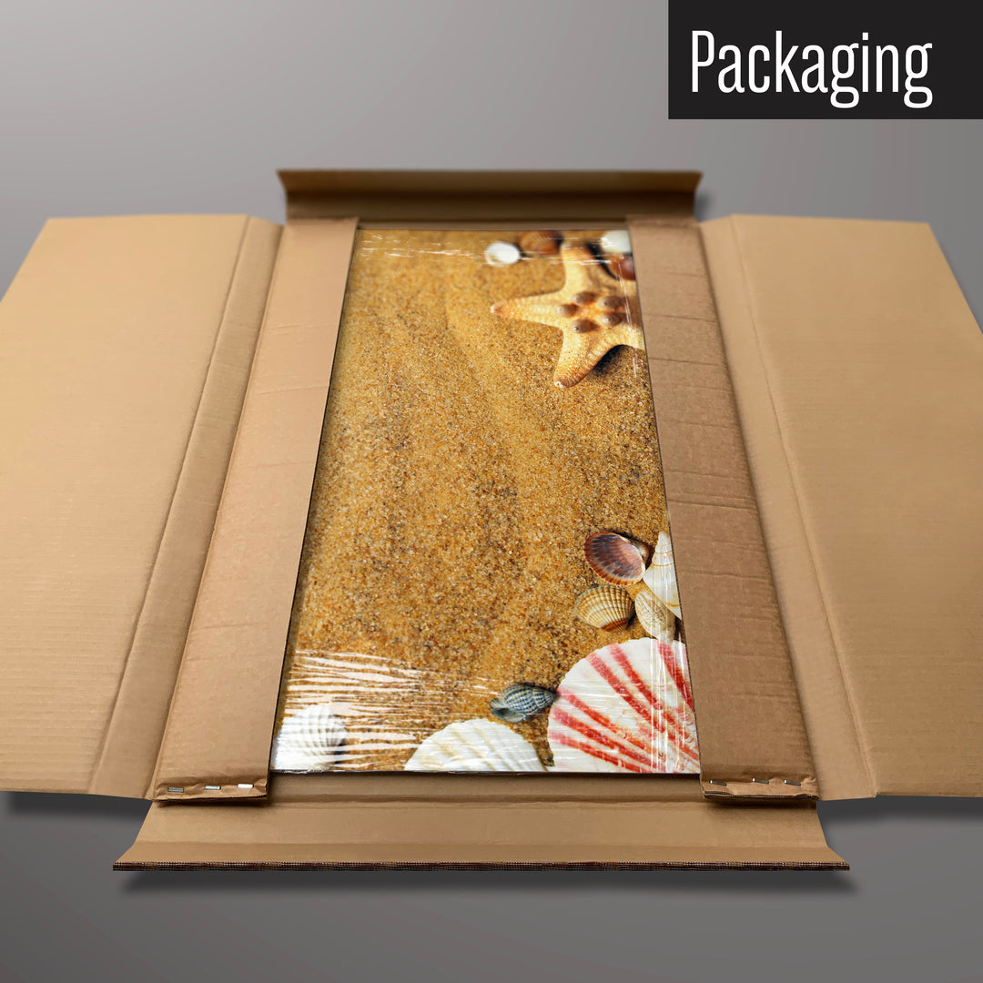A shoreline shells magnetic board in it’s cardboard packaging