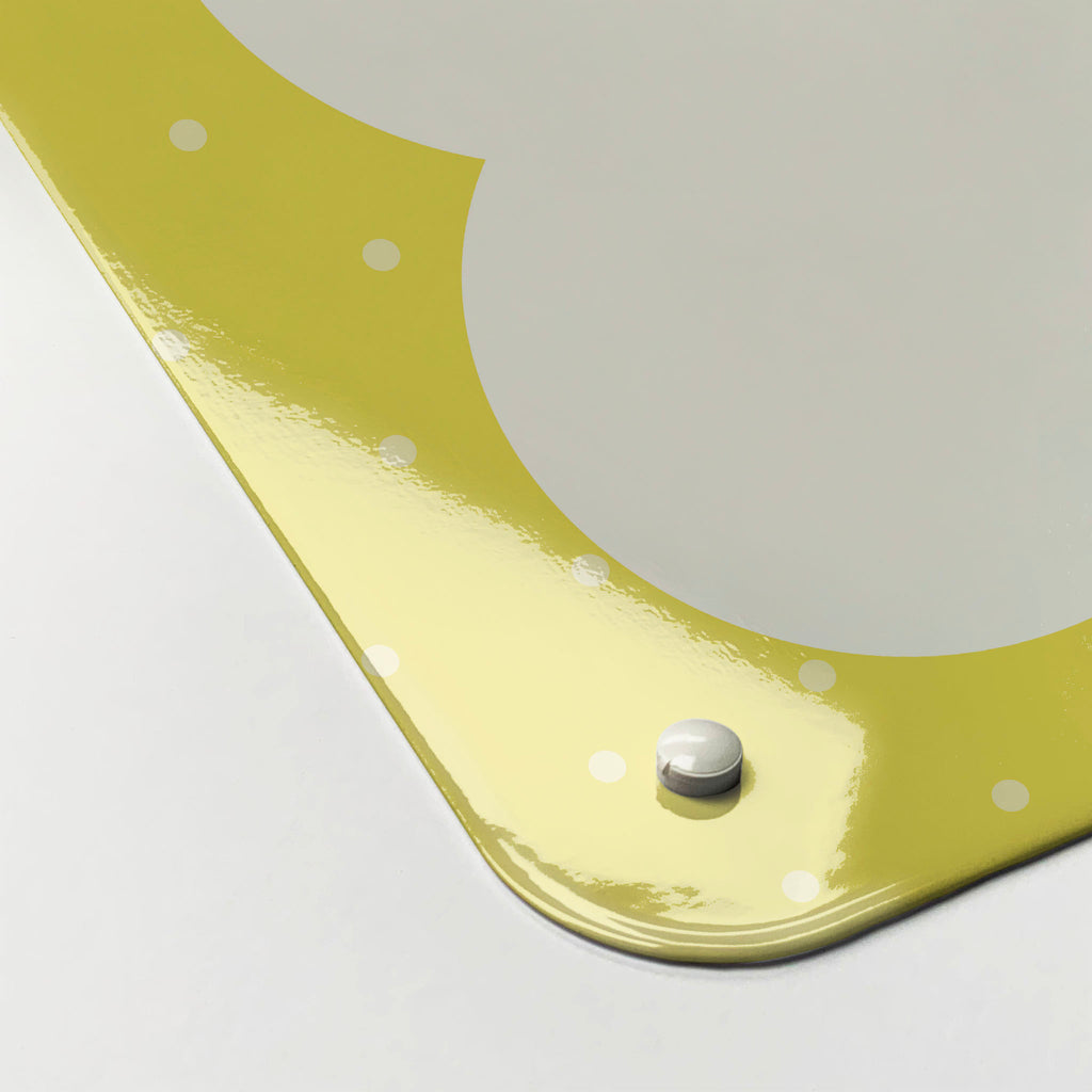 The corner detail of a so much to do yellow dry erase magnetic board to show it’s high gloss surface