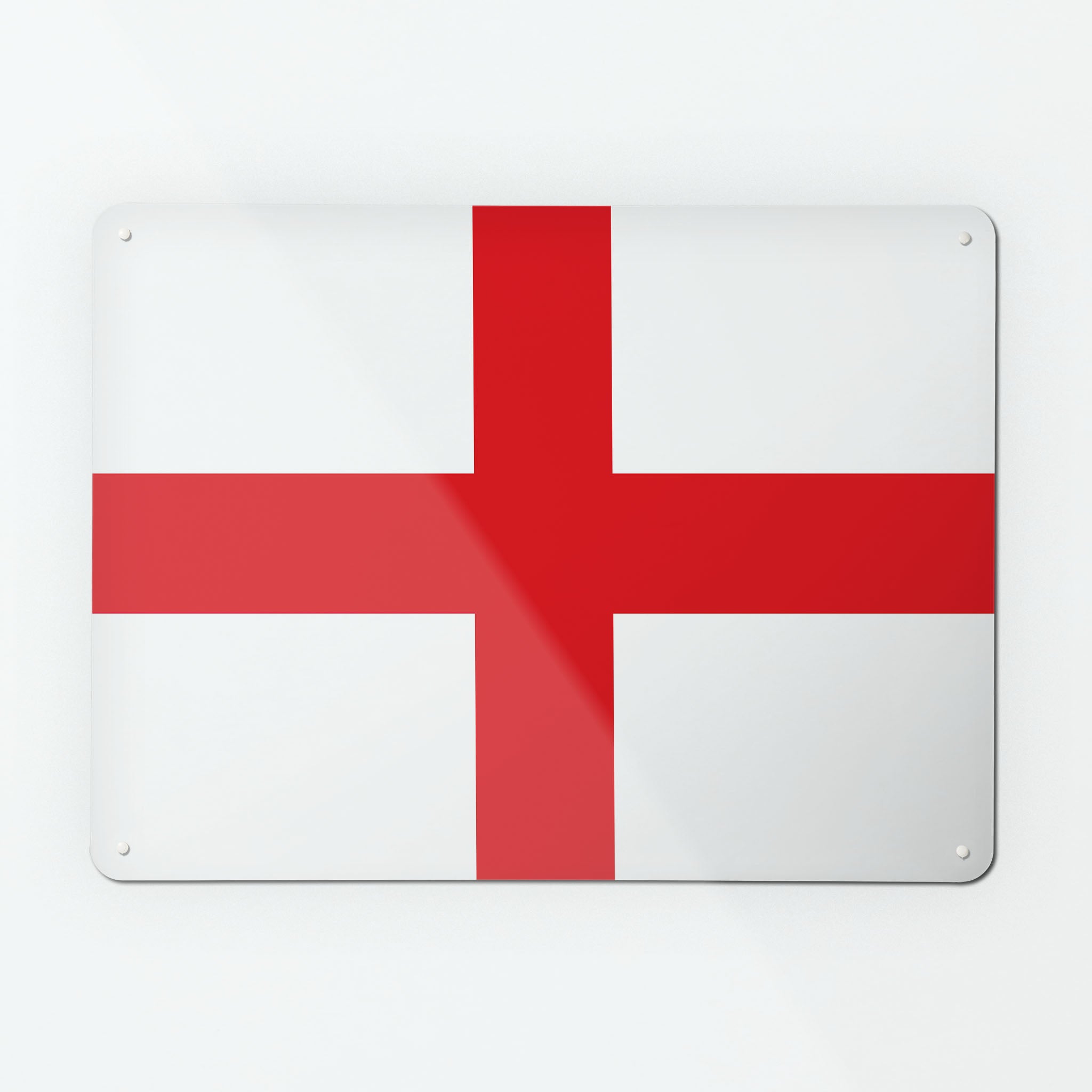 A large magnetic notice board by Beyond the Fridge with a St George's Cross England flag