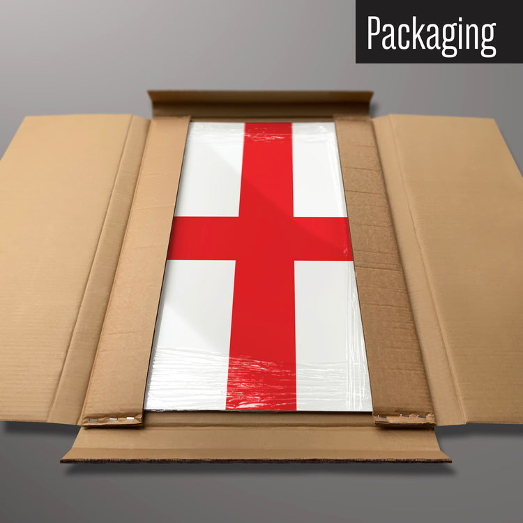 An England flag design magnetic board in it’s cardboard packaging