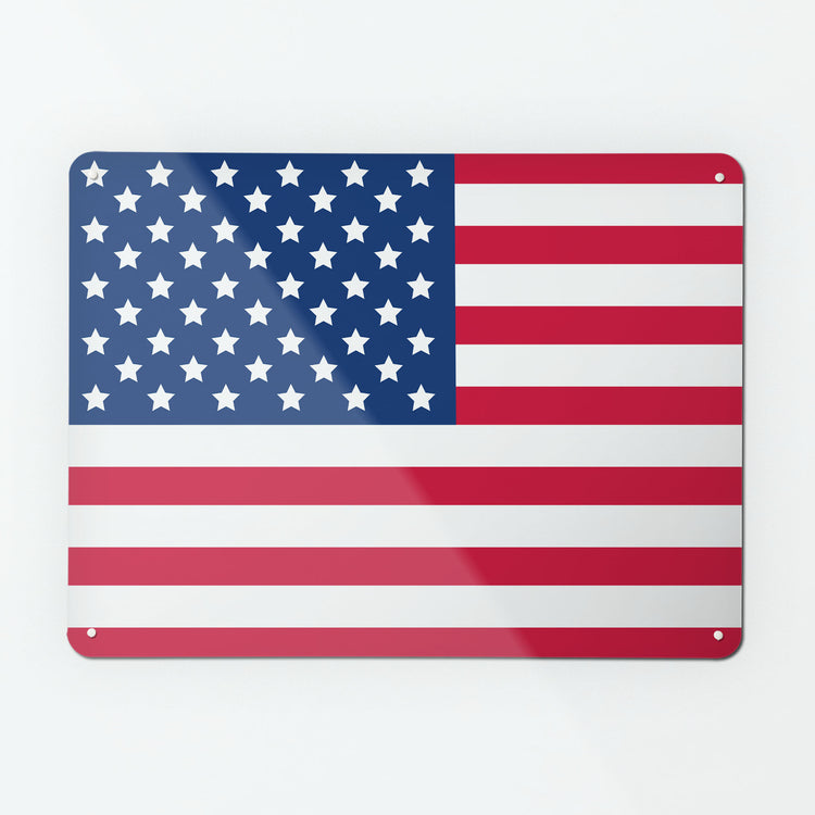 A large magnetic notice board by Beyond the Fridge with a Stars and Stripes American flag design