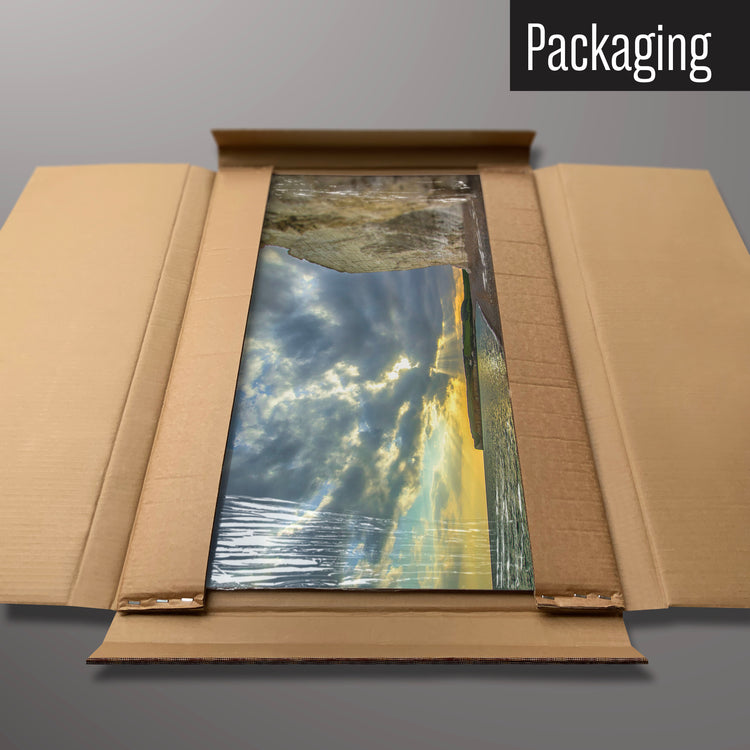 A Sussex Coast Sunset photographic magnetic board in it’s cardboard packaging