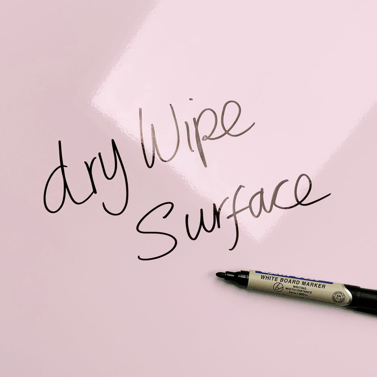 The words dry wipe surface written in marker pen on the Tabby Kitten Tabby Kitten magnetic notice board