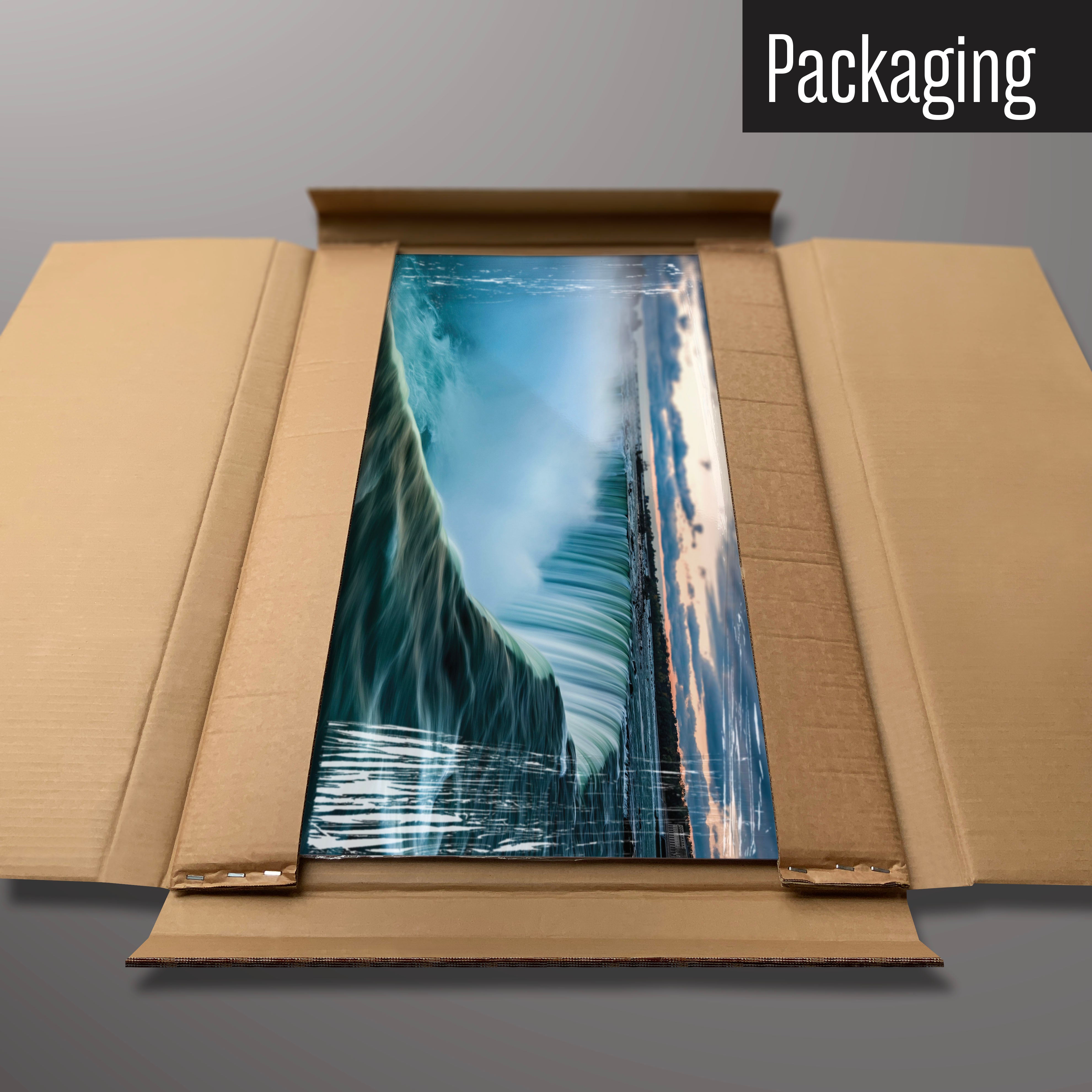 A Niagara Falls photographic magnetic board in it’s cardboard packaging