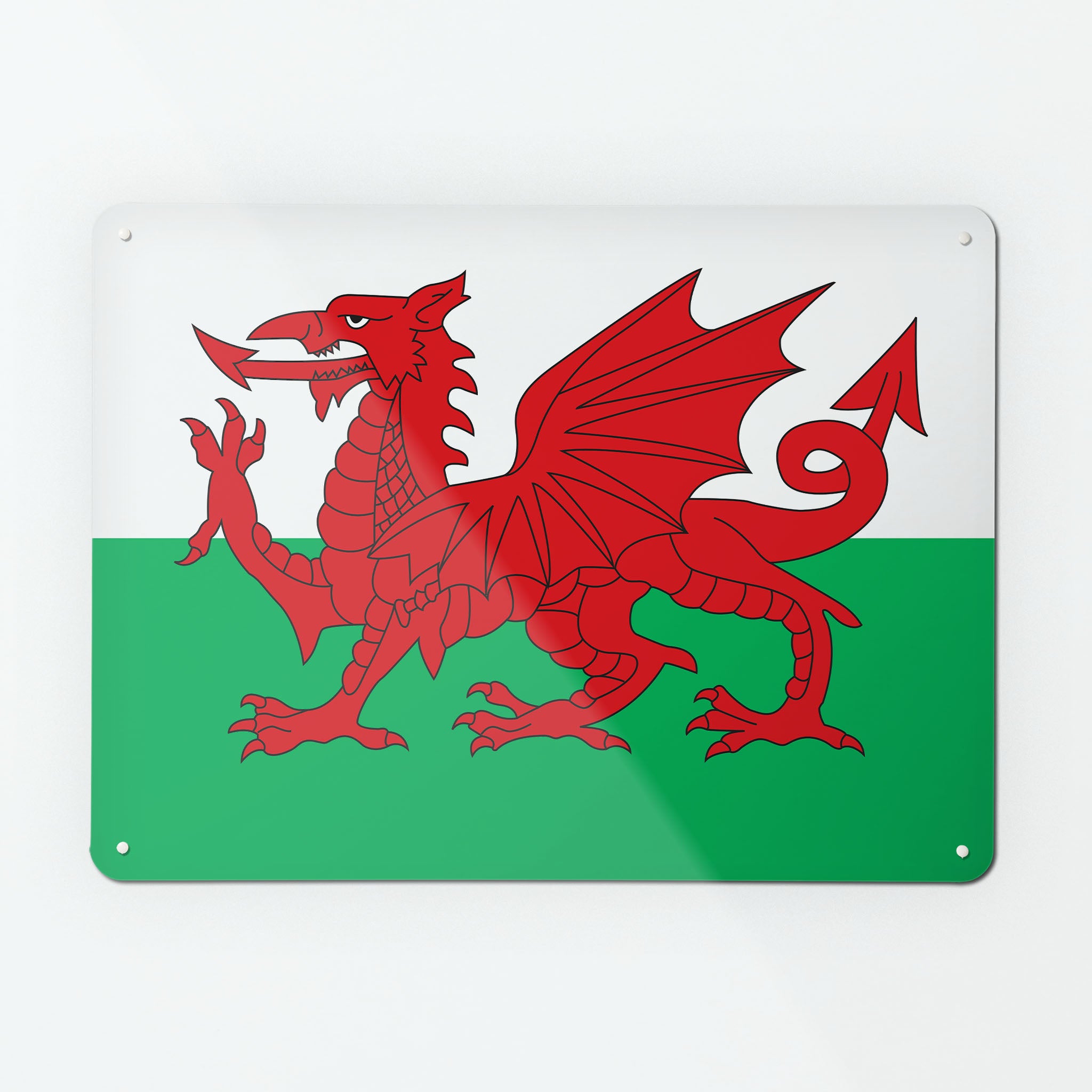 A large magnetic notice board by Beyond the Fridge with a Welsh flag design