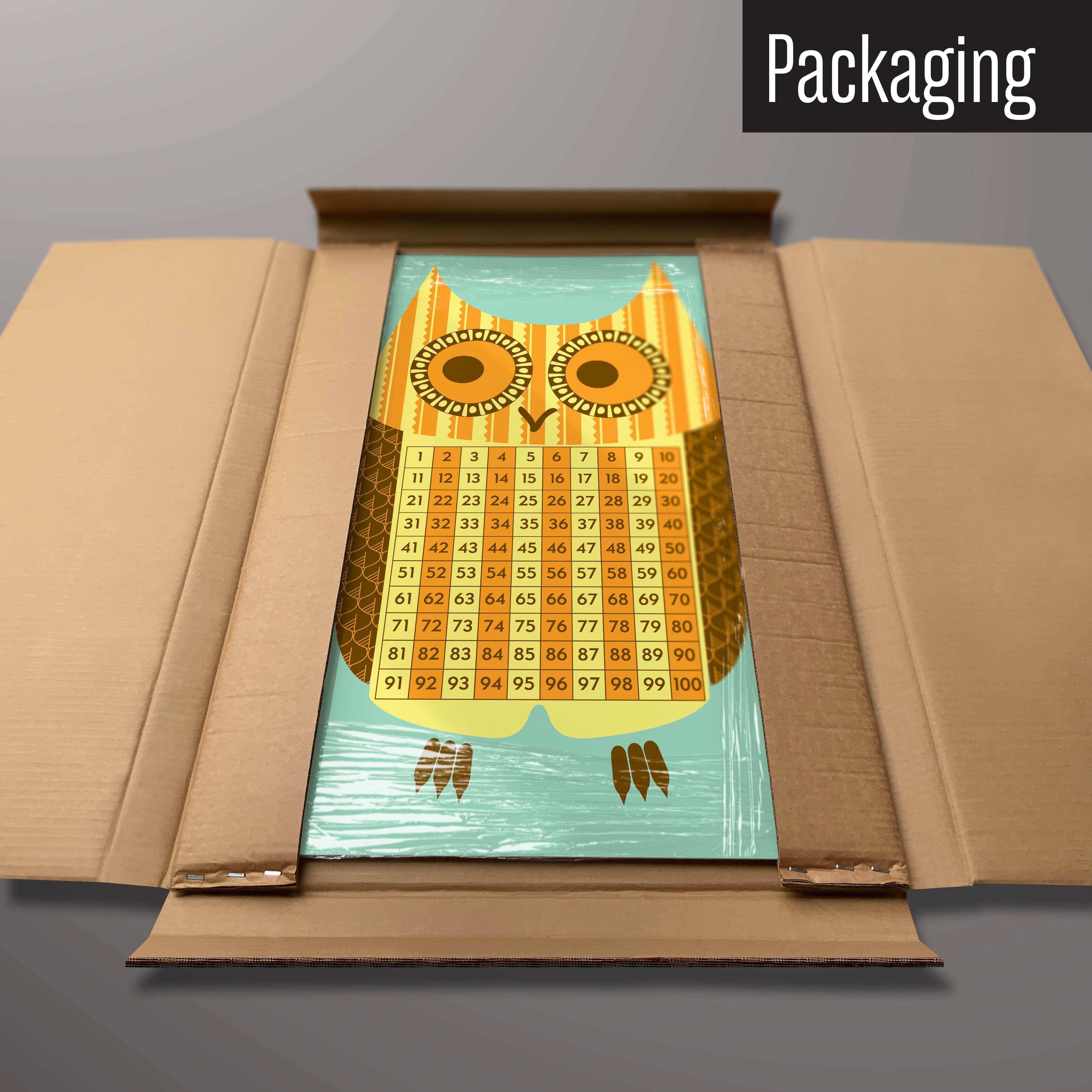 A wise owl number square magnetic board in it’s cardboard packaging